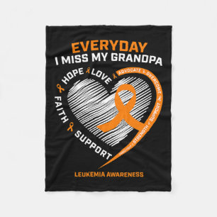 Memory Of My Grandpa Remembrance Leukemia Awarenes Fleece Blanket