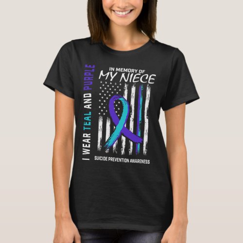 Memory Of My Niece Suicide Awareness Prevention Fl T_Shirt