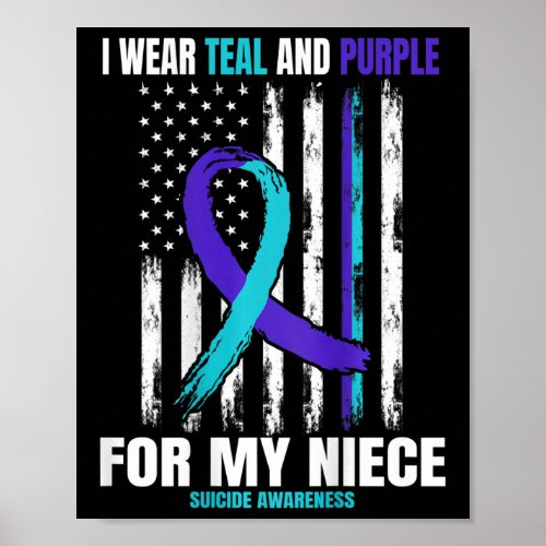 Memory Of My Niece Suicide Awareness Usa Flag Back Poster