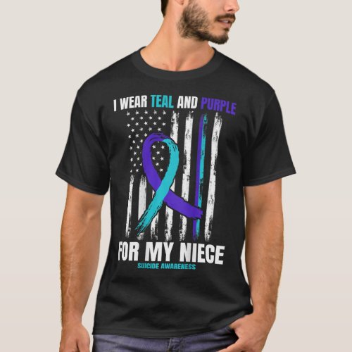 Memory Of My Niece Suicide Awareness Usa Flag Back T_Shirt