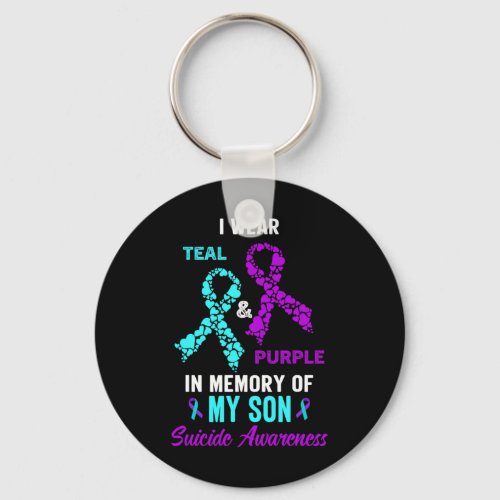 Memory Of My Son Mom Dad Suicide Prevention Awaren Keychain