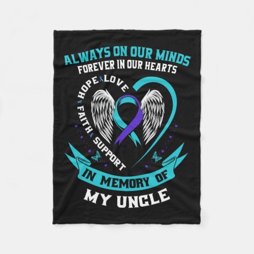 Memory Of My Uncle Suicide Awareness Prevention Me Fleece Blanket