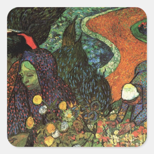 Memory of the Garden at Etten by Vincent van Gogh Square Sticker (Front)