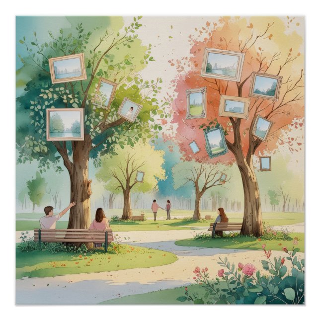 Memory Park – Reflective Watercolor Emotional Art  Poster (Front)