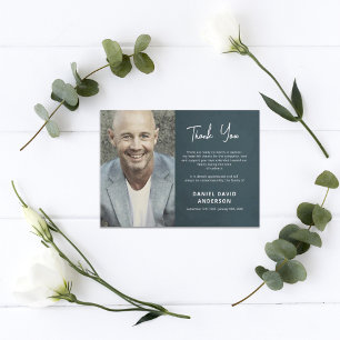 Memory Photo Minimalistic Grey Sympathy Thank You Card