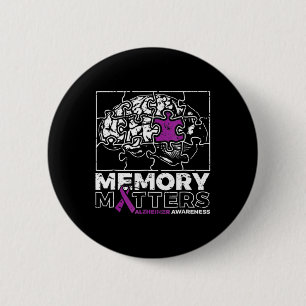 Memory Problem Purple Ribbon Brain Puzzle Heimerhe Button
