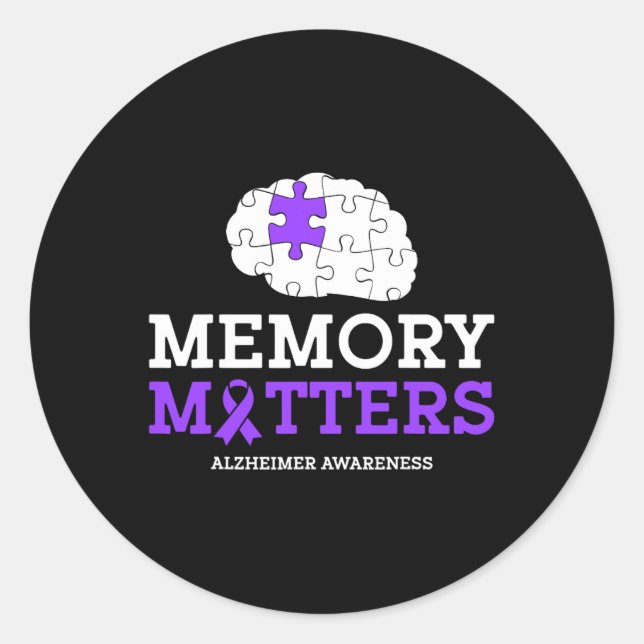 Memory Problems Heimer Purple Ribbon Heimerheimer  Classic Round Sticker (Front)