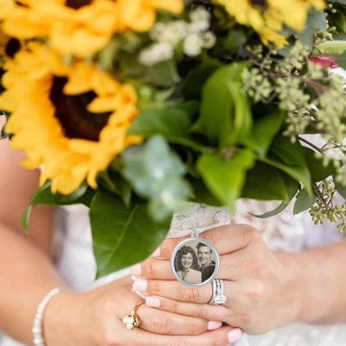 Memory Remembrance Bouquet Charm Wedding  Silver Plated Necklace