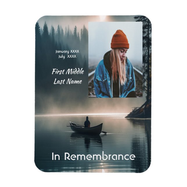 Memory Remembrance Keepsake Wilderness Lake Canoe Magnet (Vertical)