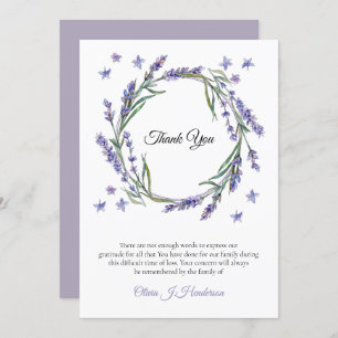 Memory Rustic Lavender Sympathy Thank You Invitation