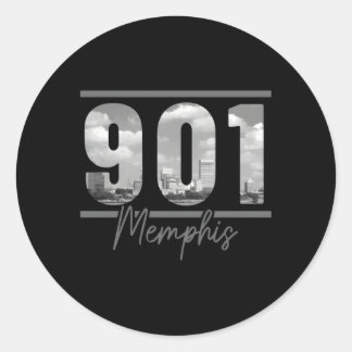 Memphis 901 Area Code Skyline Tennessee Classic Round Sticker