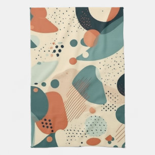 Memphis Abstract Color Block Navy Orange Teal Kitchen Towel