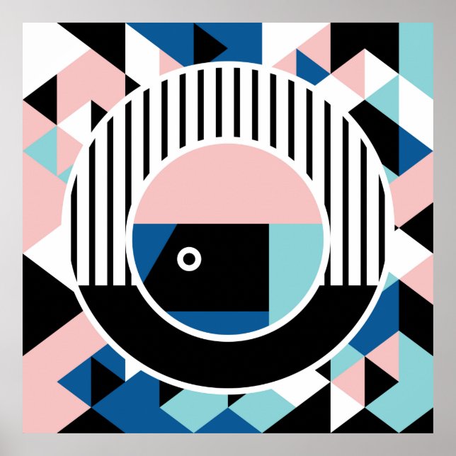 Memphis abstract poster design. Face geometric mak (Front)