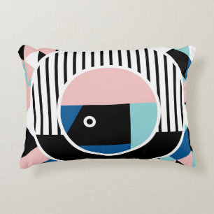 Memphis abstract poster design. Face geometric mak Accent Pillow