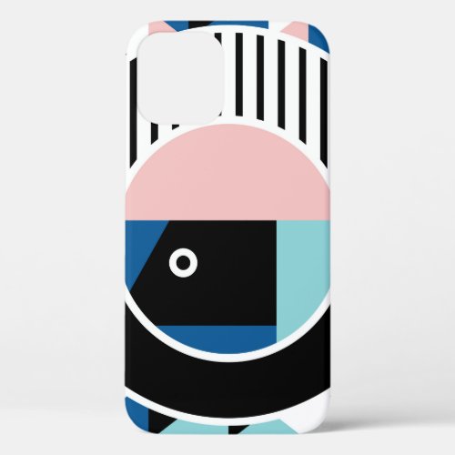 Memphis abstract poster design Face geometric mak iPhone 12 Case