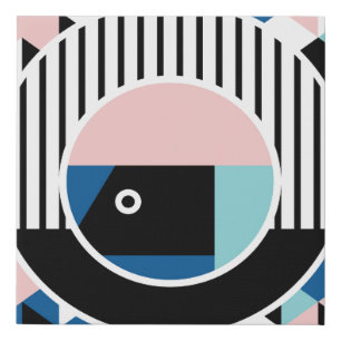 Memphis abstract poster design. Face geometric mak Faux Canvas Print