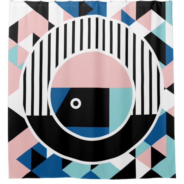 Memphis abstract poster design. Face geometric mak Shower Curtain (Front)