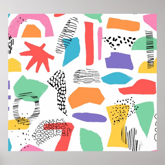 Memphis Art: Grunge Surface Design Poster (Front)