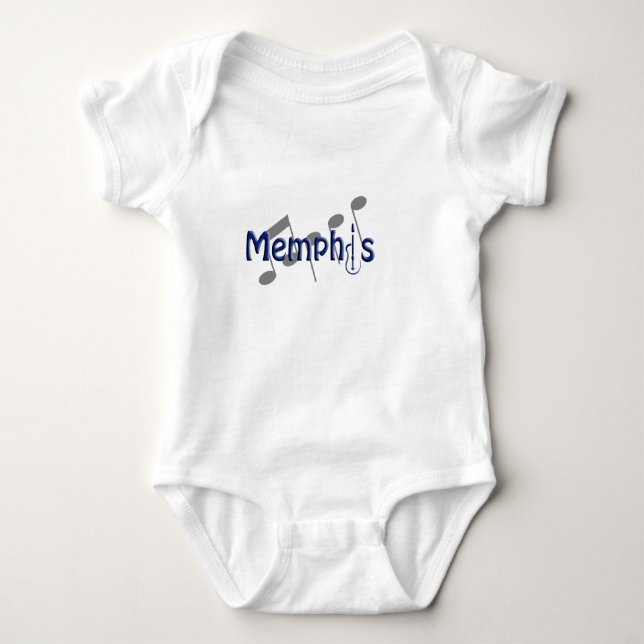 memphis blue with music notes baby bodysuit (Front)