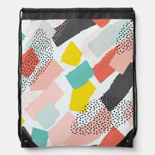 Memphis brush strokes vintage pattern drawstring bag