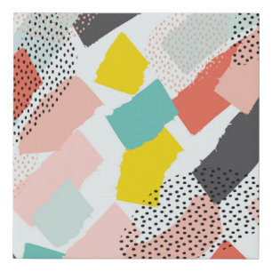 Memphis brush strokes: vintage pattern. faux canvas print