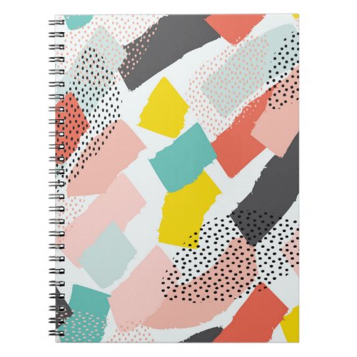 Memphis brush strokes vintage pattern notebook