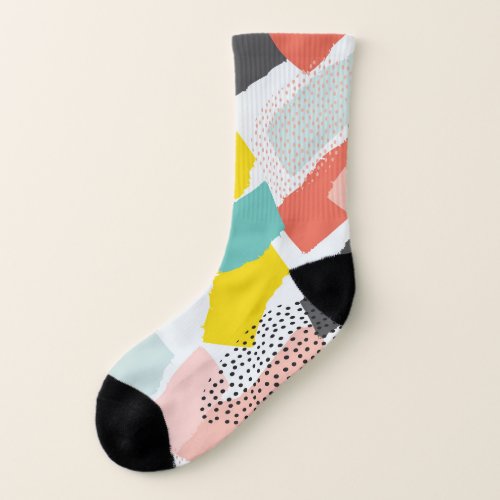 Memphis brush strokes vintage pattern socks