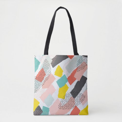 Memphis brush strokes vintage pattern tote bag