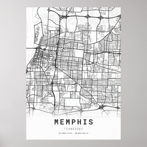 Memphis City Map Poster