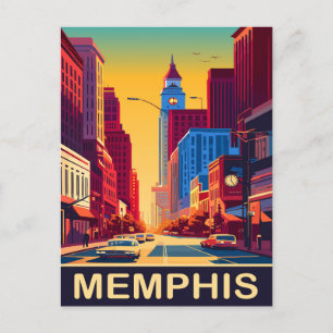 Memphis, City Streets, Travel Postcard