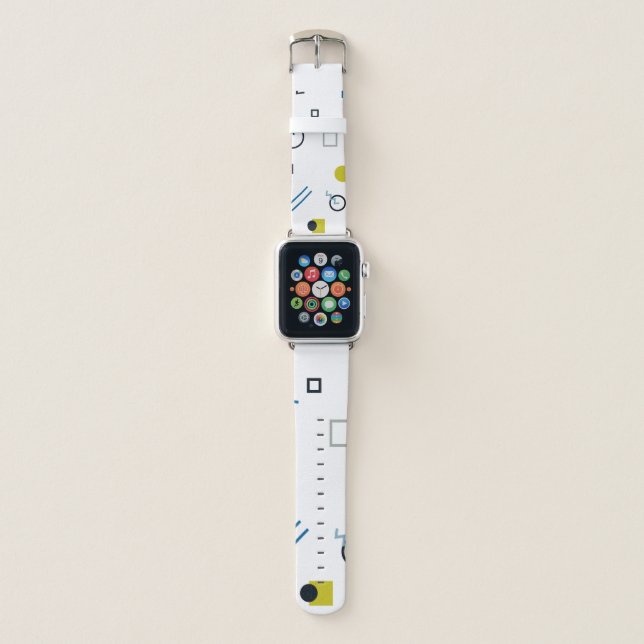 Memphis, cool, trendy, modern geometric art apple watch band (Front)