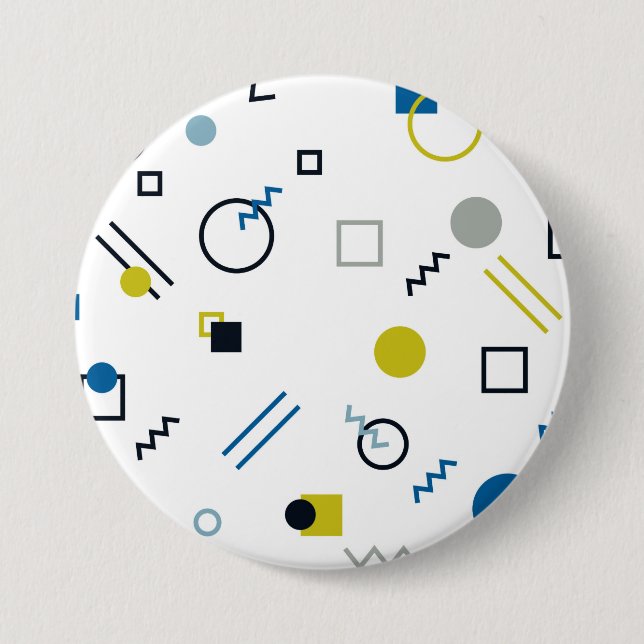 Memphis, cool, trendy, modern geometric art button (Front)