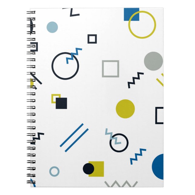 Memphis, cool, trendy, modern geometric art notebook (Front)
