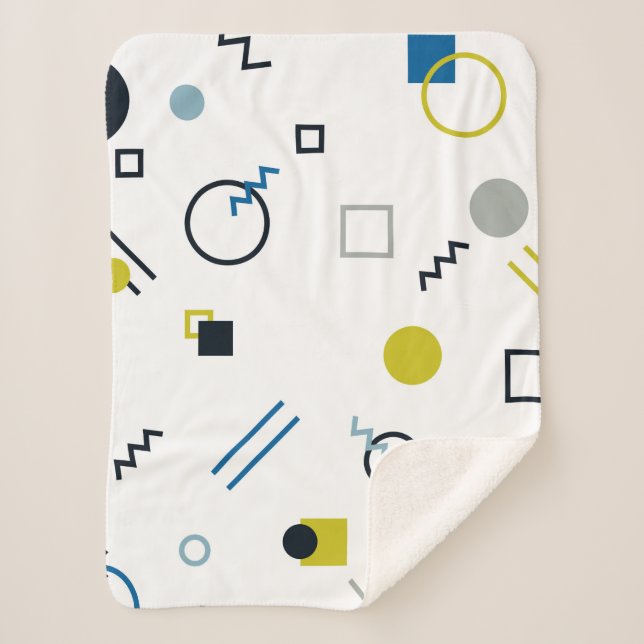 Memphis, cool, trendy, modern geometric art sherpa blanket (Front)