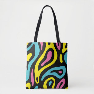 Memphis Design Brightly Colored Tote Bag
