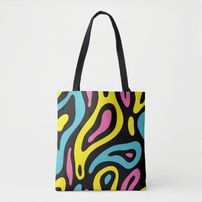 Memphis Design Brightly Colored Tote Bag (Front)
