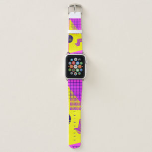 Memphis Eighties: Geometric Shapes Background Apple Watch Band