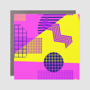 Memphis Eighties: Geometric Shapes Background Car Magnet