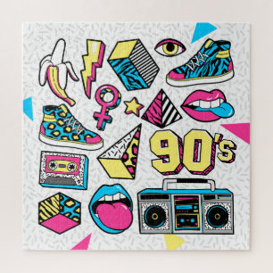 Memphis Fashion: 80s-90s Badge Mix. Jigsaw Puzzle