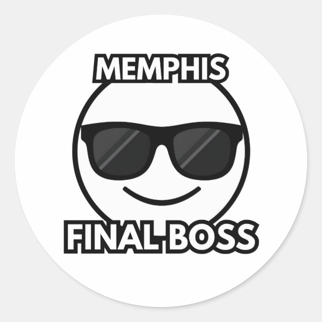 Memphis Final Boss Cool Emoji Sticker (Front)