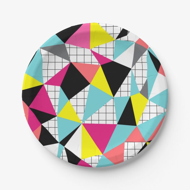 Memphis, geometric shapes paper plates (Front)