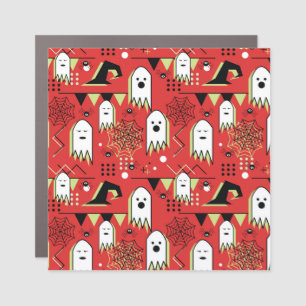 Memphis ghost: Halloween geometric pattern. Car Magnet