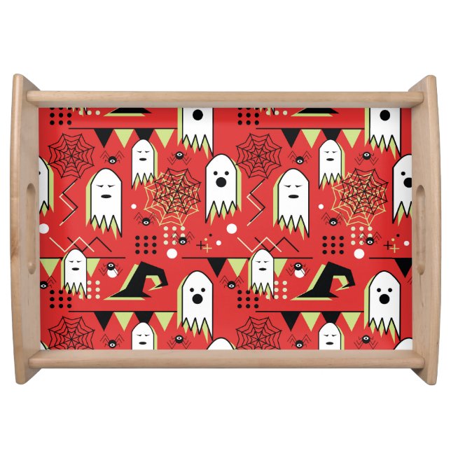 Memphis ghost: Halloween geometric pattern. Serving Tray (Front)