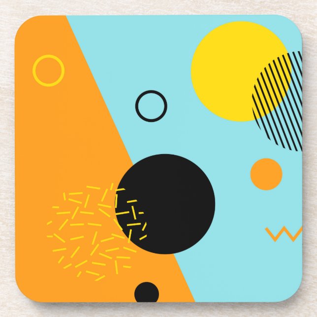 Memphis, hipster, trendy, cool illustration art beverage coaster (Front)