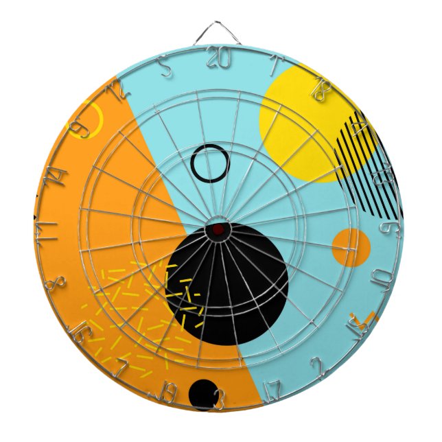 Memphis, hipster, trendy, cool illustration art dart board (Front)