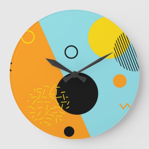 Memphis hipster trendy cool illustration art large clock