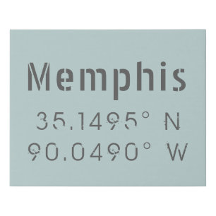 Memphis Latitude Longitude Faux Canvas Print