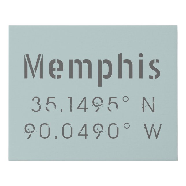 Memphis Latitude Longitude Faux Canvas Print (Front)