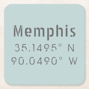 Memphis Latitude Longitude Square Paper Coaster