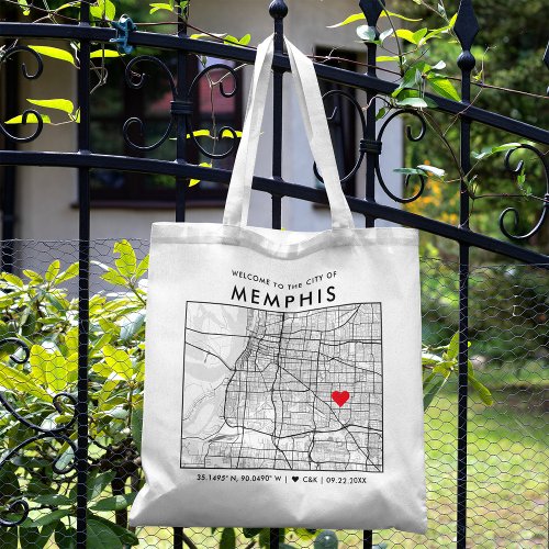 Memphis Love Locator  City Map Wedding Welcome Tote Bag